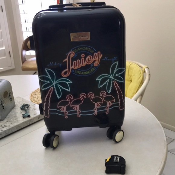 Juicy Couture Black Suitcase with Neon Flamingo Design - Picture 1 of 14